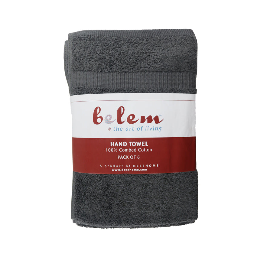 Belem 6 Pcs Terry Hand Towel | Cotton Castle Rock Grey