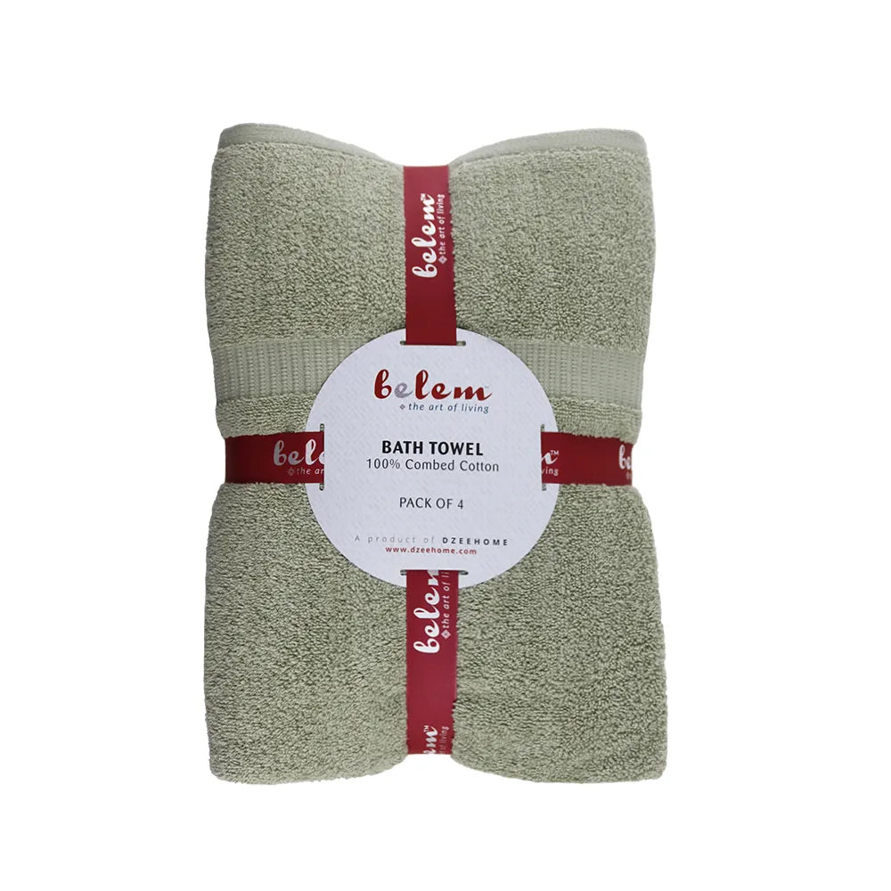 Belem 04 Pcs Terry Bath Towel | Cotton Sage Green | 600 GSM