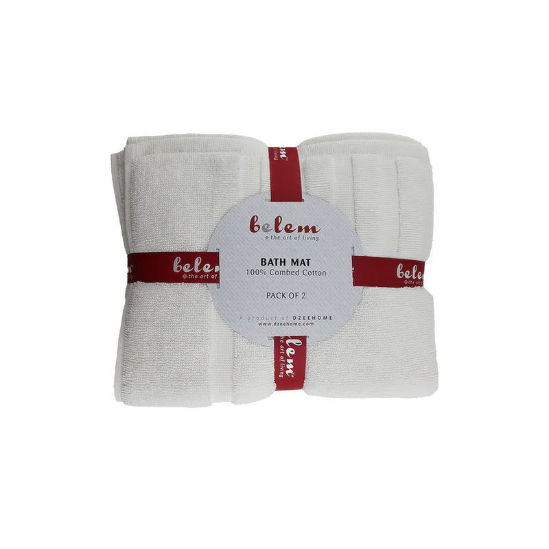 Belem 2 Pcs Terry Bath Mat | White