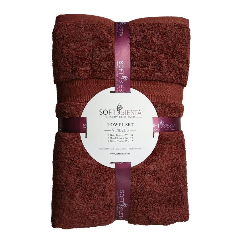 Softsiesta 8 Pcs Terry Towels Sets | Cotton | Sequoia