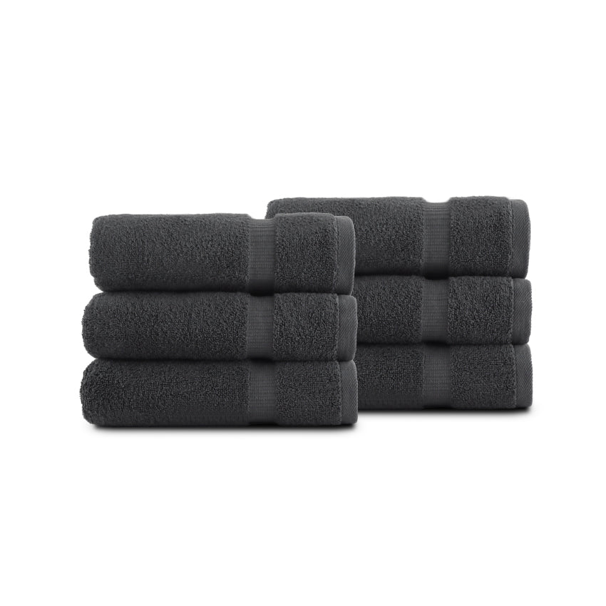 Belem 6 Pcs Terry Hand Towel | Cotton Castle Rock Grey