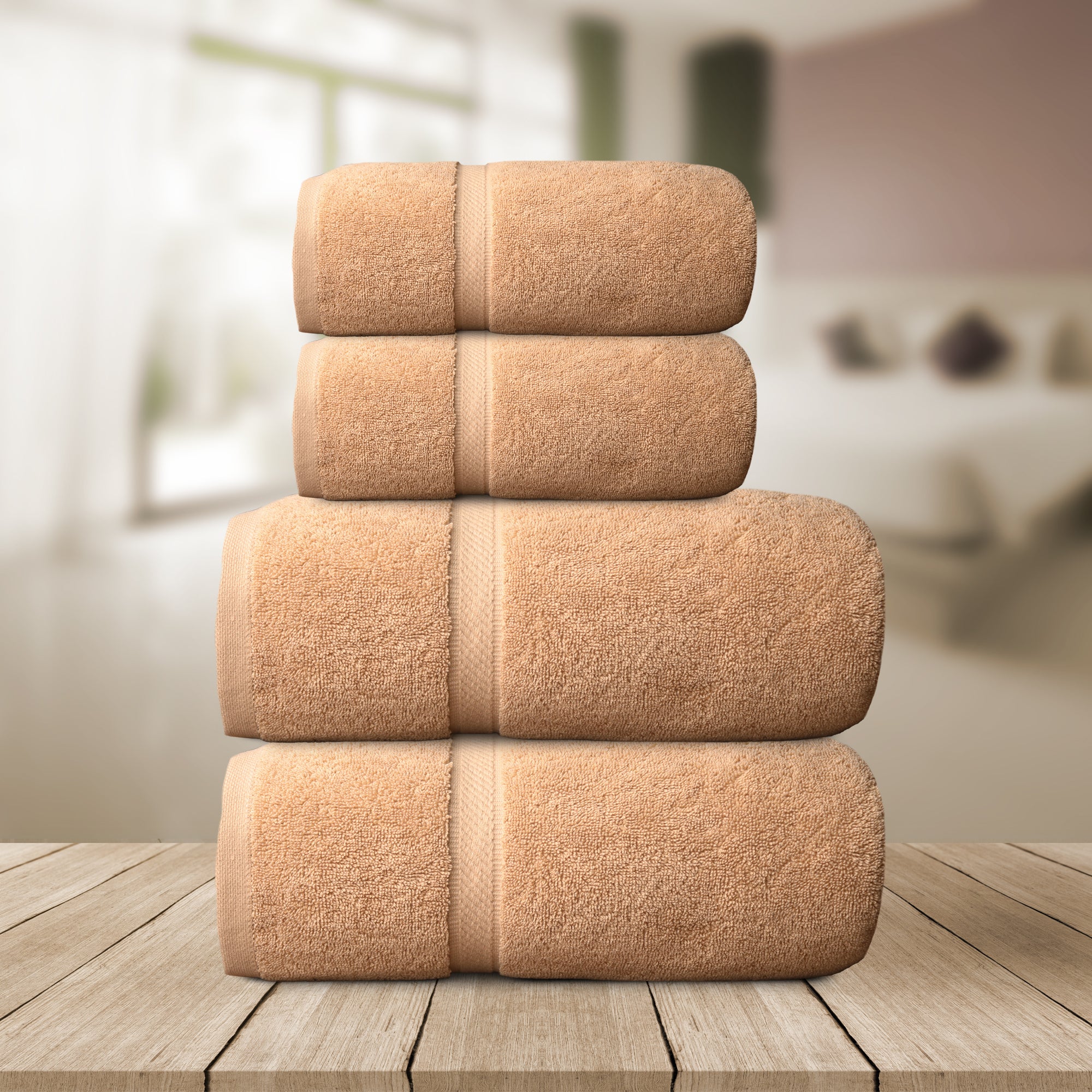 Belem 4 Pcs Terry Towels Set | Tan