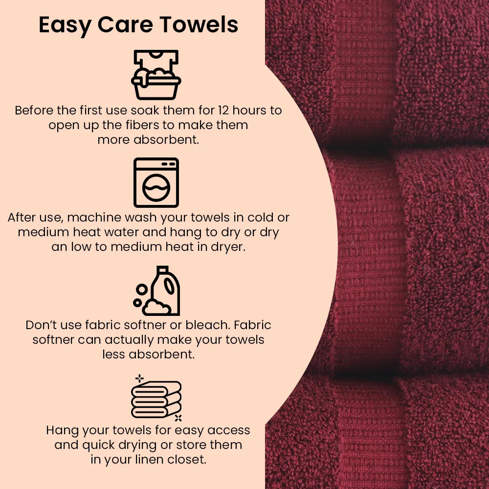 Belem 8 Pcs Terry Towels Sets | Cotton Cherry Cola