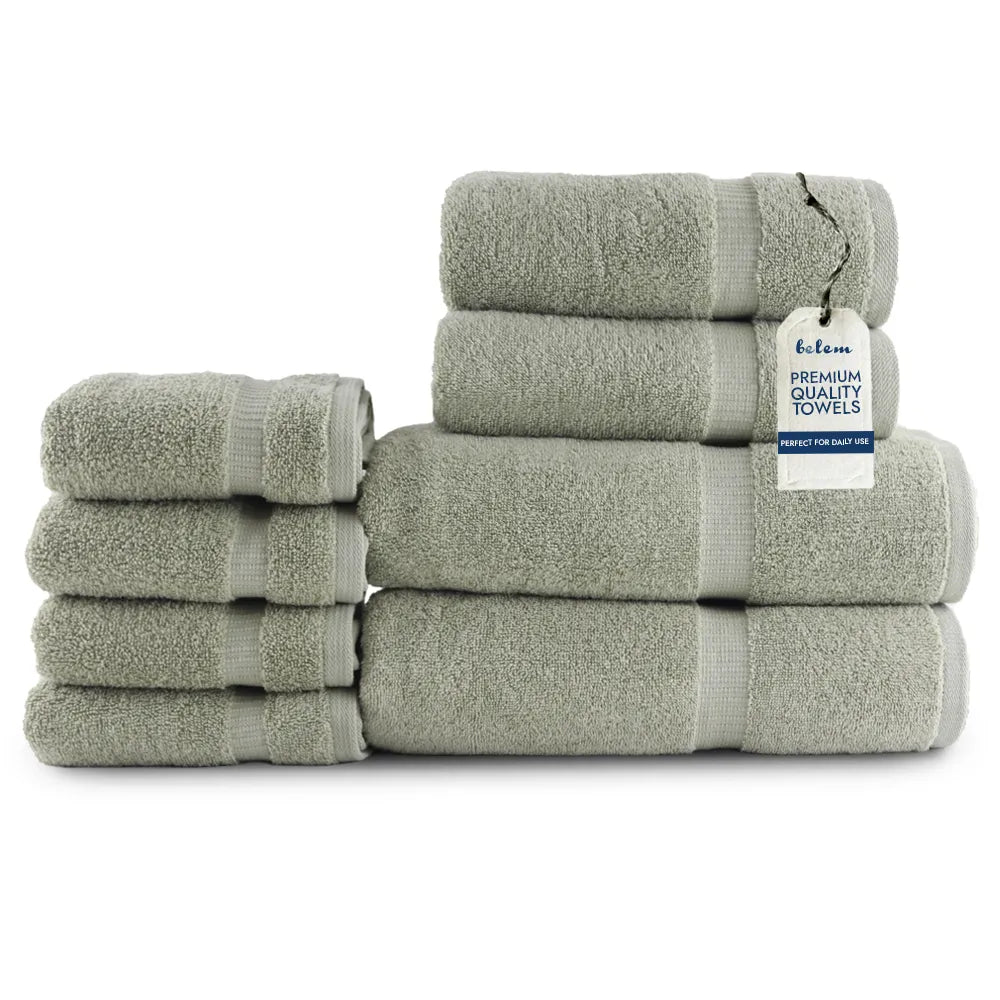 Belem 8 Pcs Towels Sets  Cotton White – DZEE Home