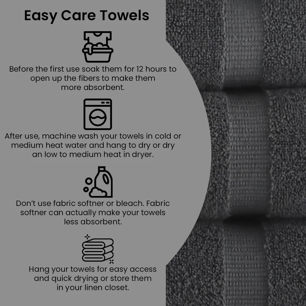 Belem 8 Pcs Terry Towels Sets | Cotton Castlerock Grey