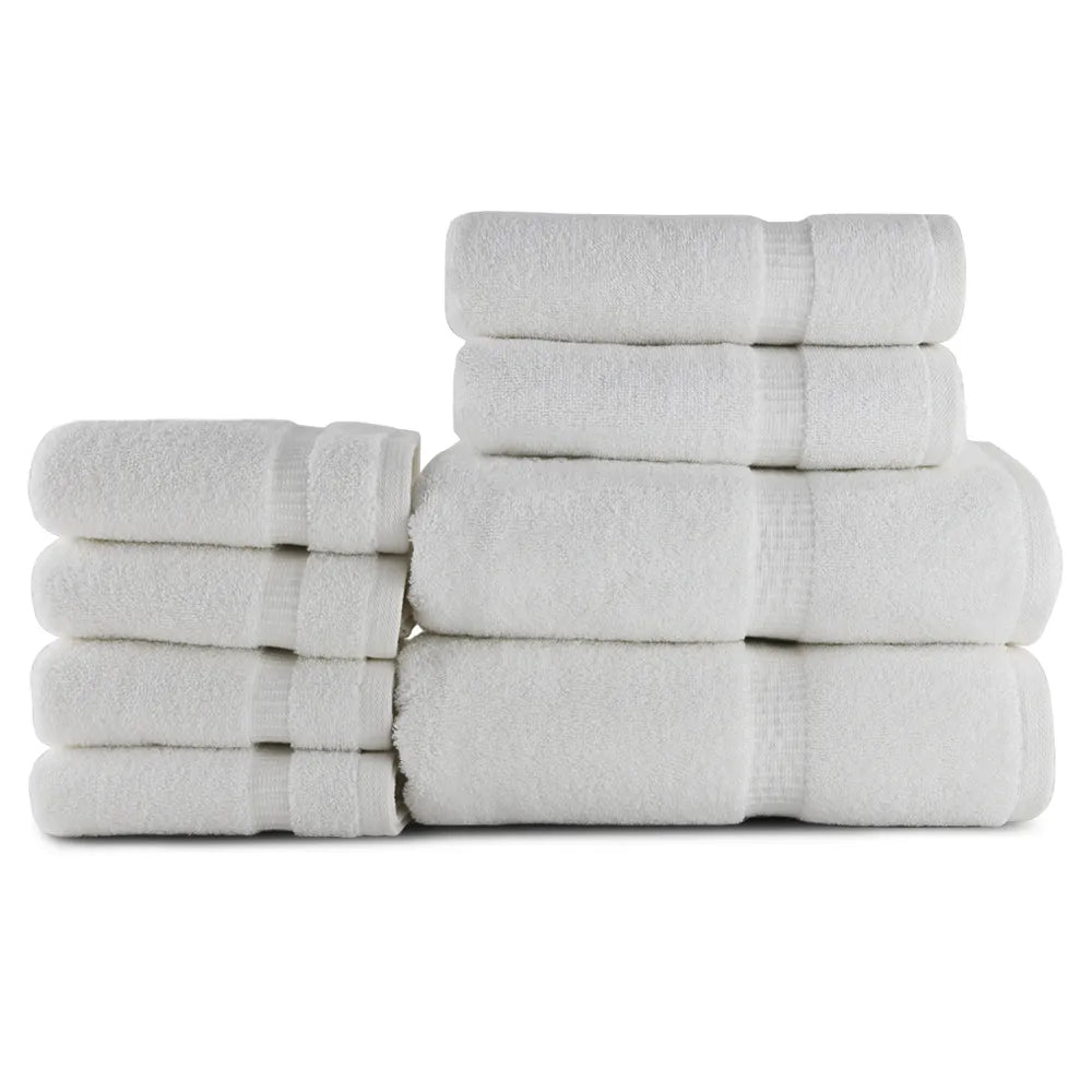 Belem 8 Pcs Terry Towels Sets | Cotton White